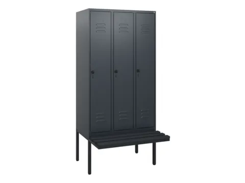 locker met bank,HxBxD 1950x900x815mm,3vak,vak B 300mm,draaigrendel