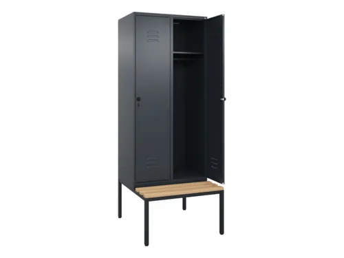 locker met bank,HxBxD 2120x800x815mm,2vak,vak B 400mm,draaigrendel