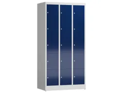 Lockerkast 1800x870x500mm 3x5 vakken cilinderslot, sokkel, RAL5010