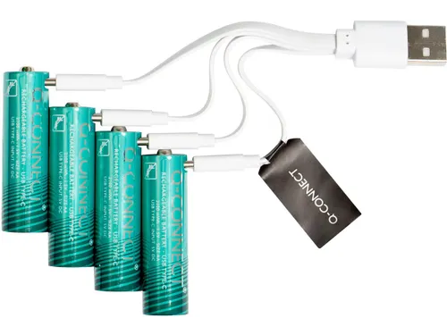 Q-CONNECT USB-C herlaadbare batterijen AAA, blister van 4 stuks