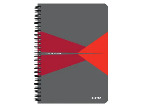 Notitieboek Leitz Office A5 lijn 180pag grijs rood