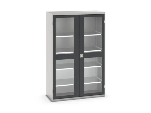 vitrinekast 2000x1300x550mm 4xStalen bodem romp RAL7035 front RAL7016