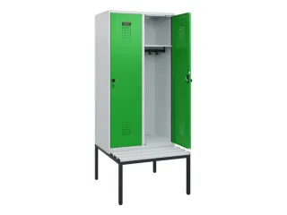 locker met bank,HxBxD 1950x800x815mm,2vak,vak B 400mm,draaigrendel - 1