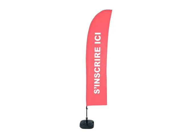 Beachflag 430cm complete set "S'inscrire ici" Rood