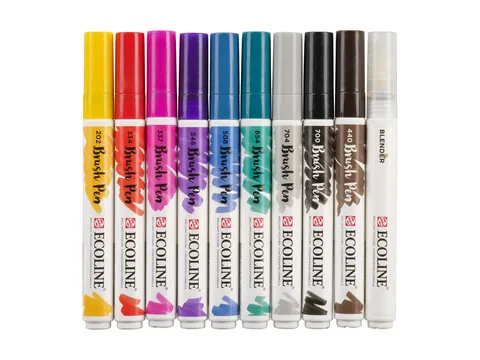 Brushpen Talens Ecoline Handlettering blister à 10 stuks assorti
