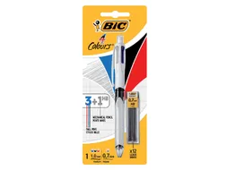 Balpen Bic 3kleuren met vulpotlood HB 0.7mm medium wit blister à 1st