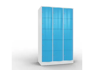 lockerkast,HxBxD 1950x1150x640mm,3x5vakken,romp RAL7035,front RAL5012 - 2
