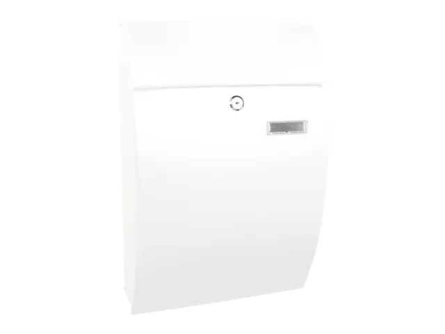muurbrievenbus,staal,mat wit,HxBxD 480x322x155mm,inworp/uitname voor