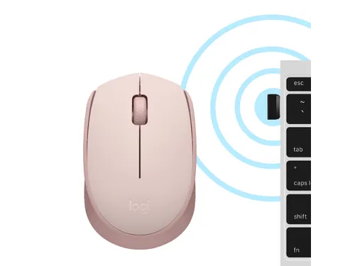 Logitech M171, Ambidextrous, Optisch, RF Draadloos, Roze