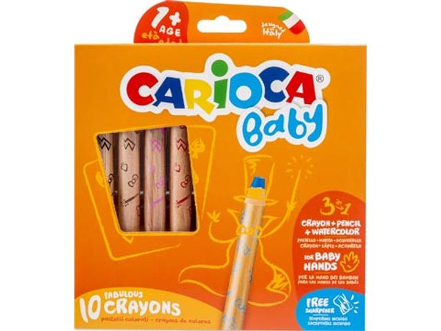 Crayon de couleur Stabilo Woody 3 en 1 couleurs assorties - Boite de 10 + 1  taille-crayon sur