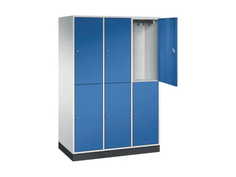 Dubbeldekse garderobekast,RAL 7035/RAL 5010,HxBxD 1950x1220x600mm