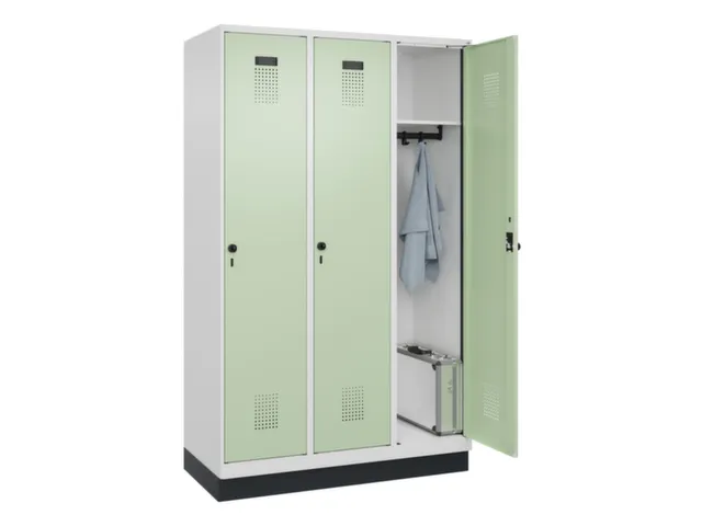 locker,HxBxD 1950x1200x500mm,3vak,vak B 400mm,draaigrendel,sokkel