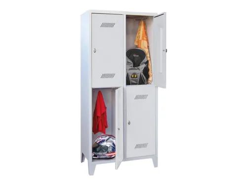 dubbeldekse locker,HxBxD 1850x800x500mm,2x2vak.,RAL7035,front RAL7035