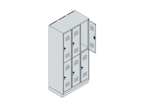 dubbeldekse locker,HxBxD 1950x900x500mm,3x2vak.,vak B 300mm
