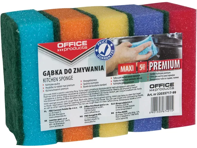 Office Products Schuurspons 62x96mm 5 stuks assorti