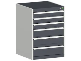 ladekast HxBxD 900x650x650mm 6laden romp RAL7035 front RAL7016 - 1