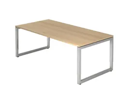 In hoogte verstelbaar bureau,HxBxD 650-850x2000x800mm,blad eiken