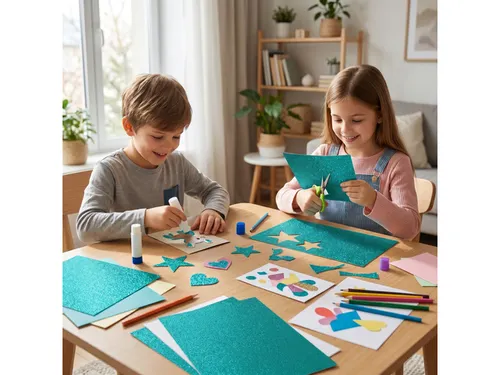 Glitterkarton Kangaro turquois 50x70cm pak à 10 vel