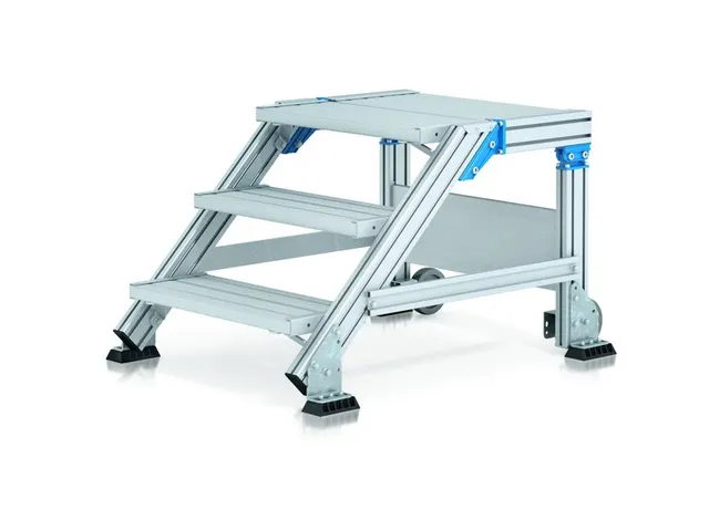 bordestrap,verrijdbaar,bordes H 0,99m,5treden,45° helling,aluminium