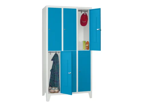 lockerkast,HxBxD 1850x900x500mm,3x2vakken,RAL7035,front RAL5012