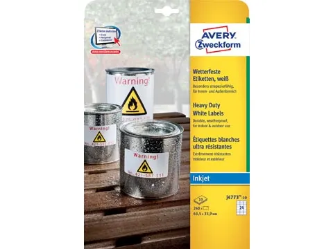 Avery Zweckform Ultra-Sterke Etiketten wit 63.5x33.9mm Wit 240 stuks