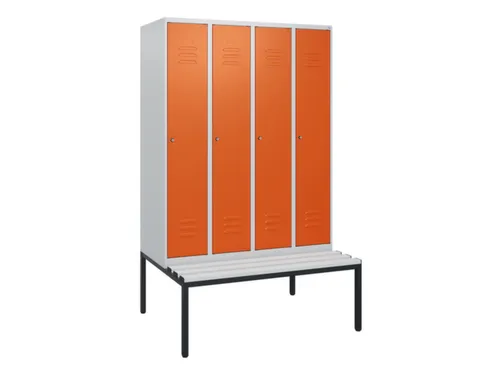 locker met bank,HxBxD 1950x1200x815mm,4vak,vak B 300mm,cil.-slot