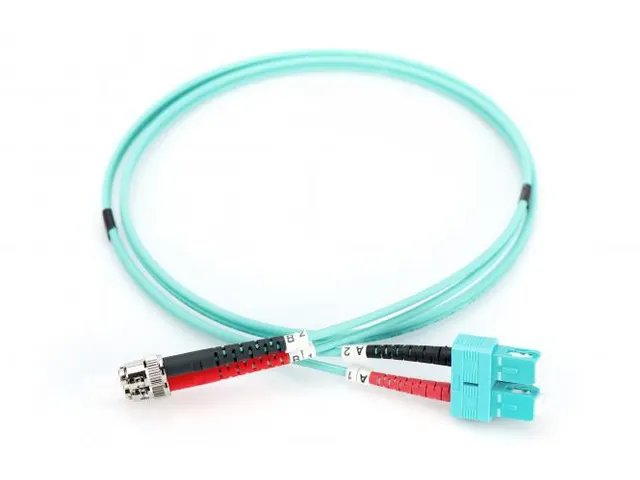 Glasvezel patchkabel, duplex, ST naar SC MM OM3 50/125 µ, 1 m