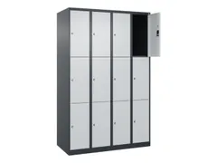lockerkast,HxBxD 1850x1200x500mm,4x3vakken,vak B 300mm,cil.-slot