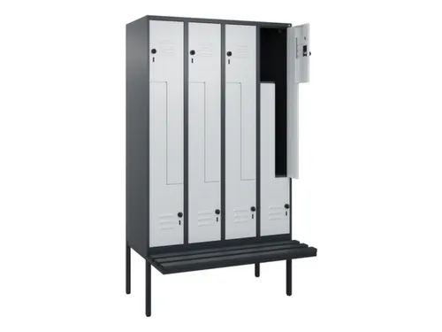 Z-garderobekast,HxBxD 2120x1200x815mm,8vak,vak B 300mm,draaigrendel
