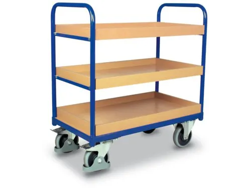 Etagewagen 3 Etages Hout 250kg 1000x600mm 950mm Ral5010
