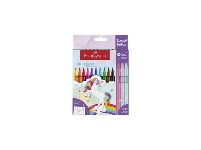 Viltstiften Faber-Castell Unicorn 10x standaard kleuren + 3x pastel kl