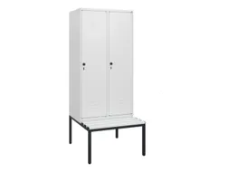 locker met bank,HxBxD 1950x800x815mm,2vak,vak B 400mm,draaigrendel