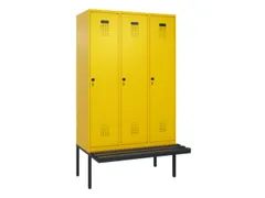 locker met bank,HxBxD 2120x1200x815mm,3vak,vak B 400mm,draaigrendel