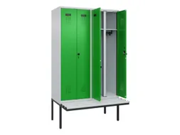locker met bank,voor scheiding van kleding,HxBxD 2120x1200x815mm,4vak