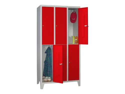 lockerkast,HxBxD 1850x900x500mm,3x2vakken,RAL7035,front RAL3000