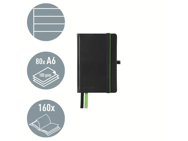 Notitieboek Leitz Complete A6 lijn 160 pagina's 100gr zwart