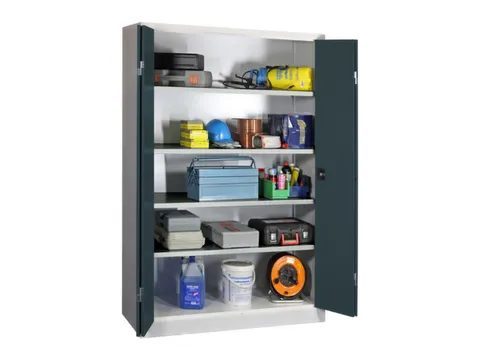 Ruime Vouwdeurkast 1950x1200x600mm 4legborden Ral7035 Front Ral7016