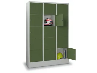 lockerkast,HxBxD 1850x1200x500mm,3x5vakken,RAL7035,front RAL6011 - 2