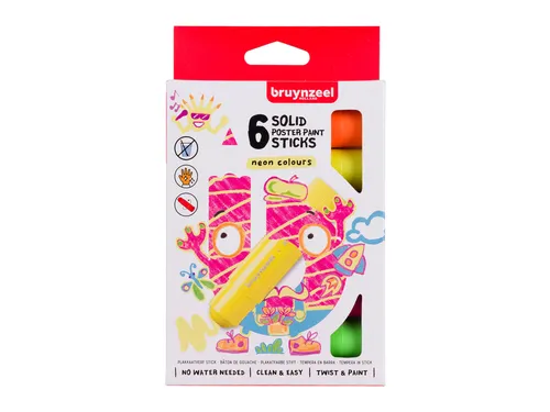 Verfstift Bruynzeel Kids assorti neon 6 stuks