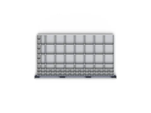 set inzetbakken,71bakken,v. front H 75mm,BxD 1050x650mm,kunststof