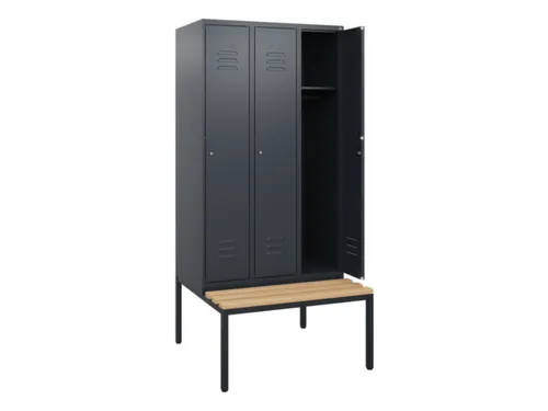 locker met bank,HxBxD 1950x900x815mm,3vak,vak B 300mm,cil.-slot