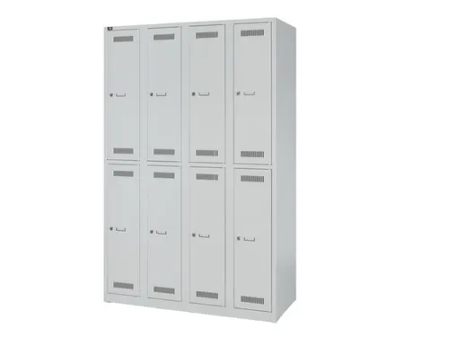 Dubbeldekse garderobekast,HxBxD 1850x1200x500mm,4x2vak.,vak B 300mm