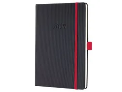 Weekagenda Conceptum A5 2027 (NL/FR/EN/DU) zwart-red Hardcover