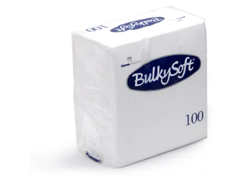BulkySoft Servetten Wit 33x33cm 1/4 vouw 2-laags cellulose 2000 stuks