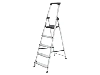 Huishoudtrap BRASQ 5 treden aluminium SLA500 zilver - 1