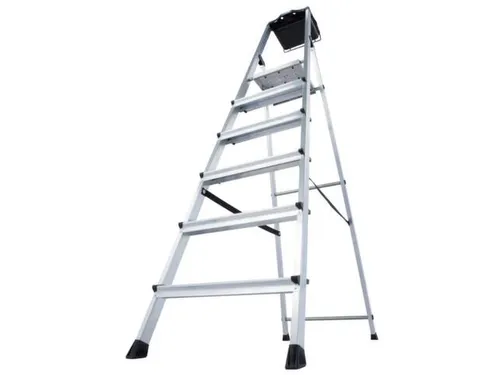 trapladder,eenzijdig,6treden,bordes m. antislip elementen,balk L 2,05m