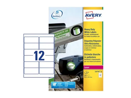 weerbestendig etiket Avery 99,1x42,3mm 20 vel 12 etiketten per vel