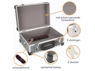 Aluminium Gereedschapskoffer 320x230x155mm 11.4 Liter Grijs - 5