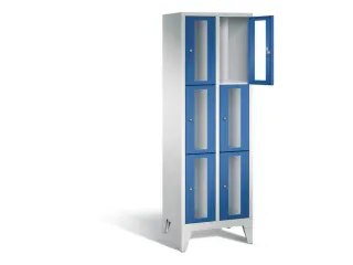 lockerkast 1850x610x500mm 2x3 vakken Cilinderslot Poten, RAL5010 - 1