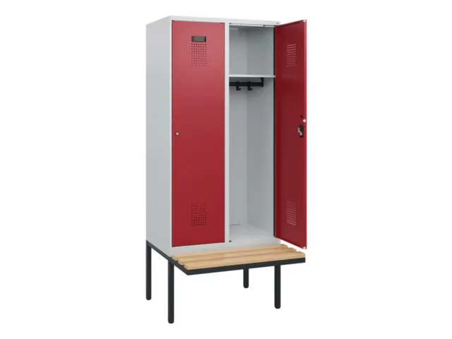 locker met bank,HxBxD 1950x800x815mm,2vak,vak B 400mm,cilinderslot